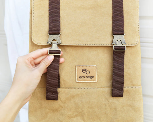 Eco- Beige Paper Leather Backpack